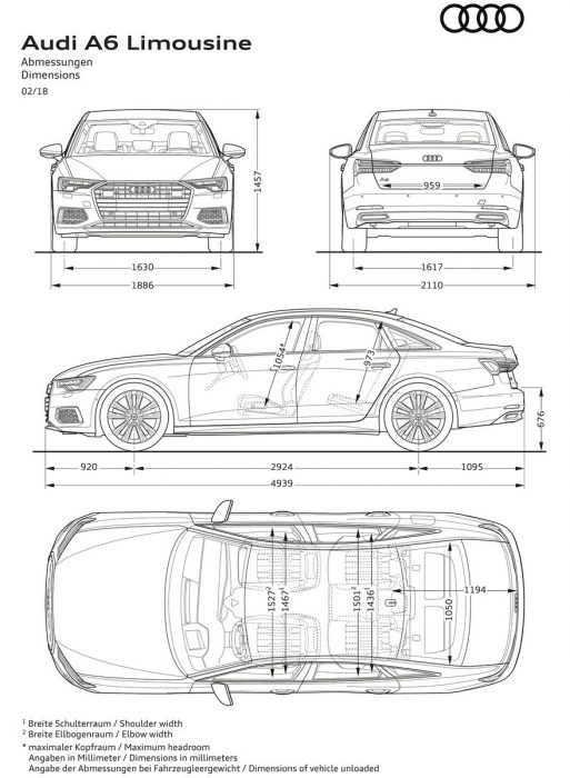Ауди а6 габаритные размеры